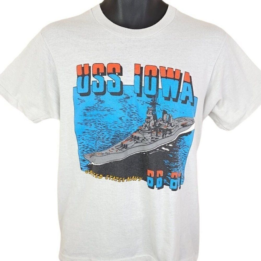 USS Iowa T Shirt Vintage 90s United States Navy Battleship BB-61 Made In USA Men